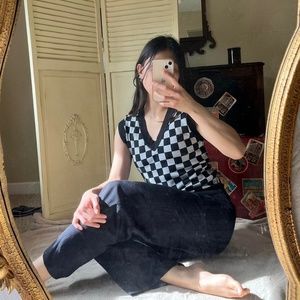Black and white checkered vest